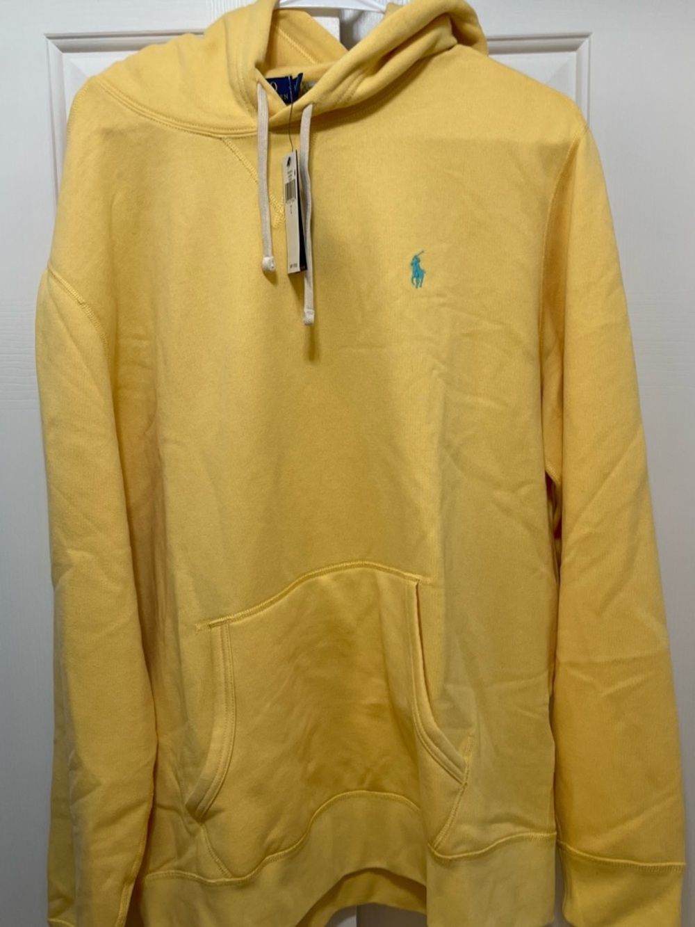 Ralph Lauren Light Yellow Pullover Hoodie with Teal Pony